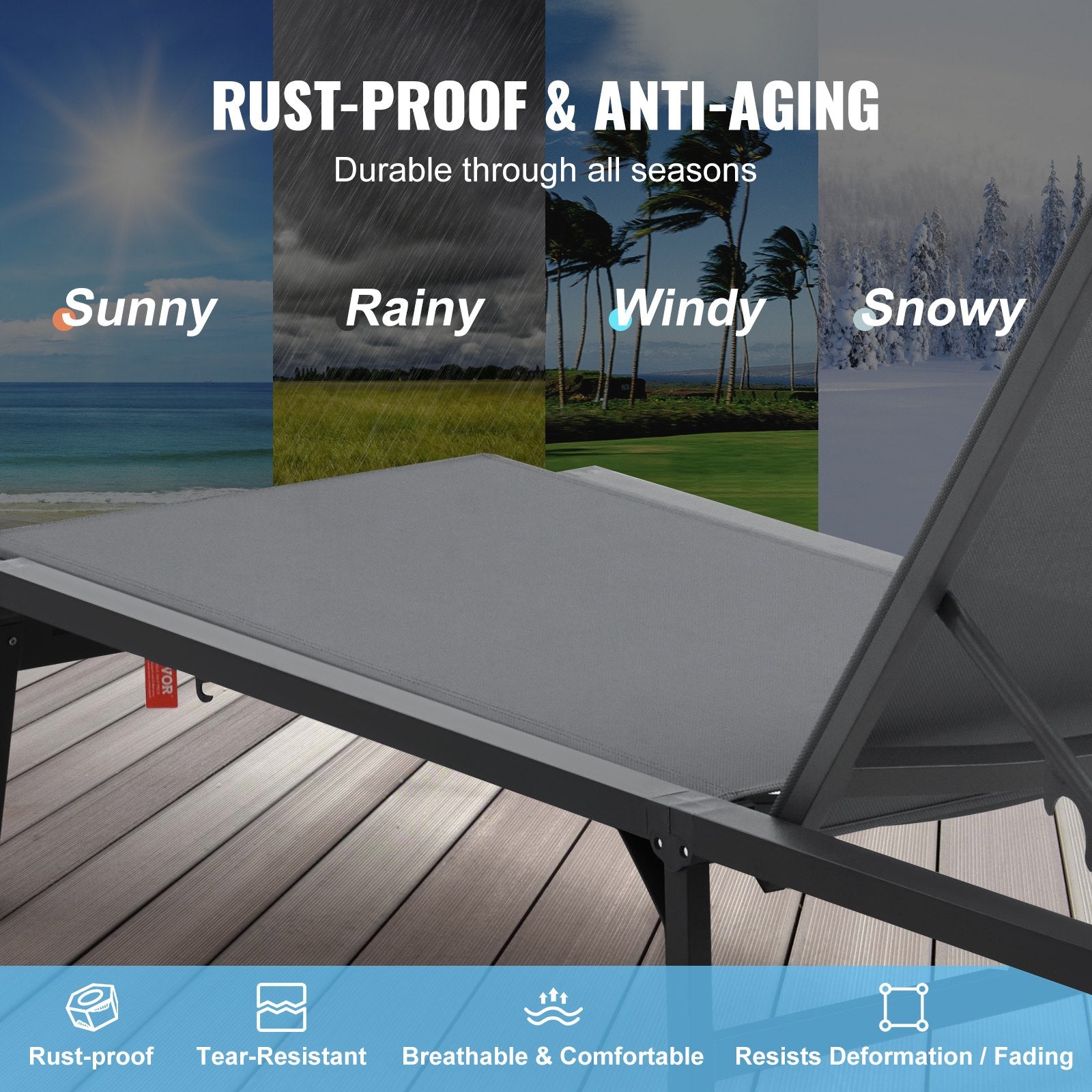 Chaise Lounge Chair Outdoor Patio Lounge Chair Adjustable 5-Position 2 pcs - Image 3