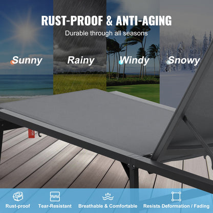 Chaise Lounge Chair Outdoor Patio Lounge Chair Adjustable 5-Position 2 pcs - Image 3
