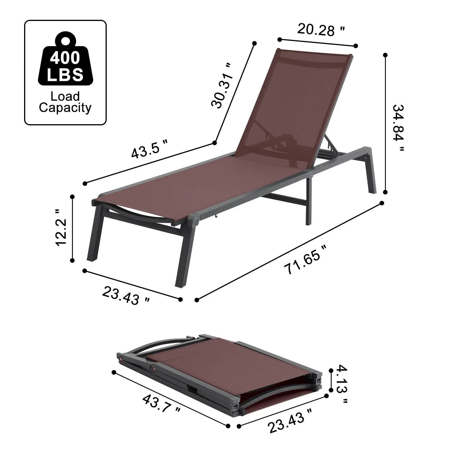 Chaise Lounge Chair Outdoor Patio Lounge Chair Adjustable 5-Position 2 pcs - Image 8