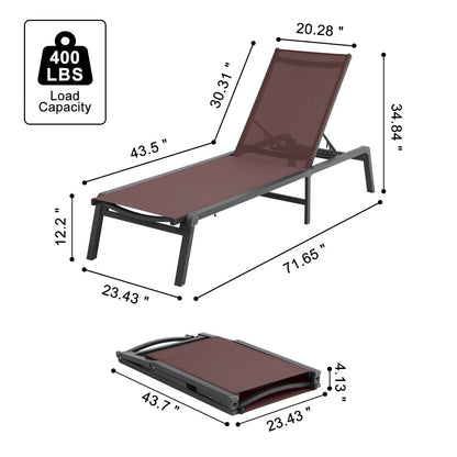 Chaise Lounge Chair Outdoor Patio Lounge Chair Adjustable 5-Position 2 pcs - Image 8