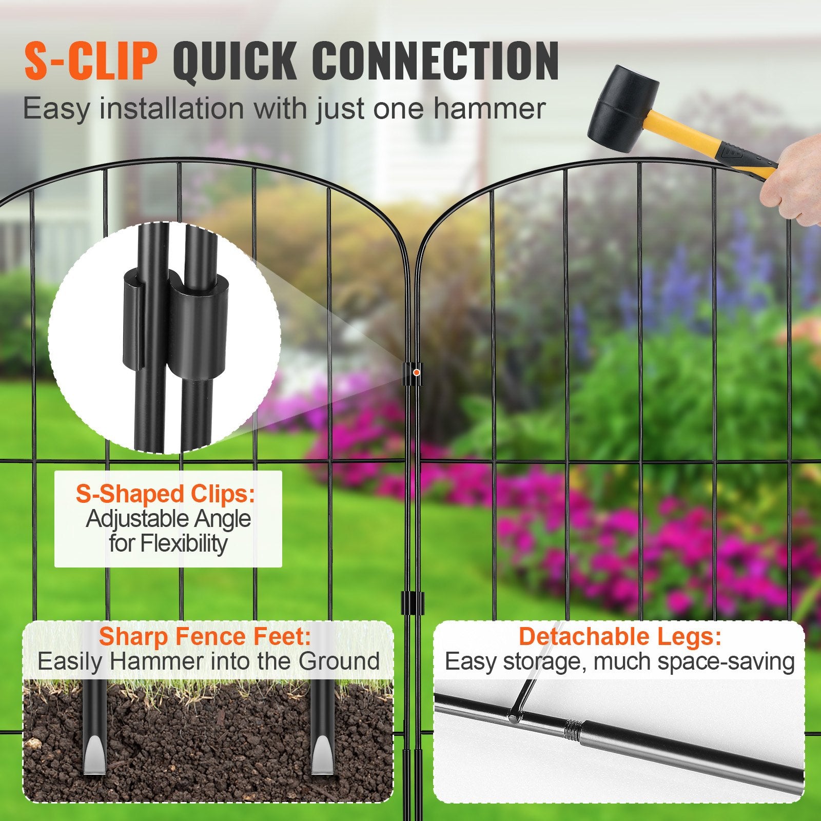 Garden Fence, No Dig Fence 61 x 33 cm Animal Barrier Fence, Underground Decorative Garden Fencing with 5.08 cm Spike Spacing, Metal Dog Fence for the Yard and Outdoor Patio, 28 Pack - Image 5