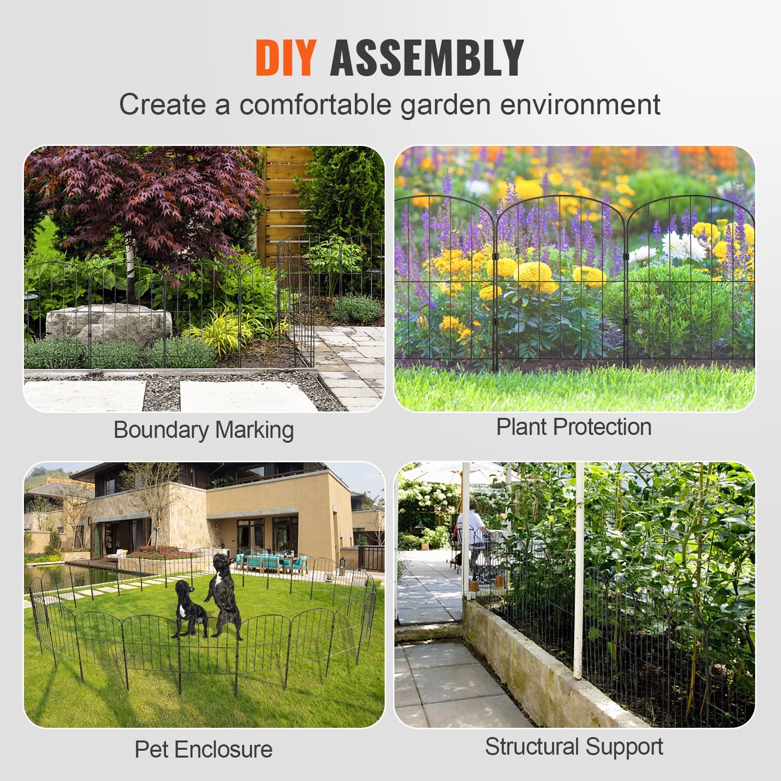 Garden Fence, No Dig Fence 61 x 33 cm Animal Barrier Fence, Underground Decorative Garden Fencing with 5.08 cm Spike Spacing, Metal Dog Fence for the Yard and Outdoor Patio, 28 Pack - Image 6