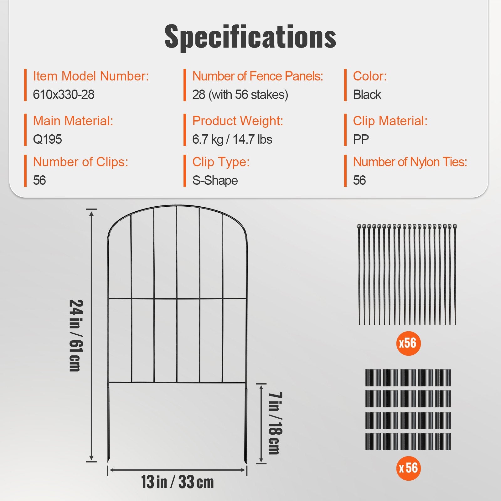 Garden Fence, No Dig Fence 61 x 33 cm Animal Barrier Fence, Underground Decorative Garden Fencing with 5.08 cm Spike Spacing, Metal Dog Fence for the Yard and Outdoor Patio, 28 Pack - Image 7