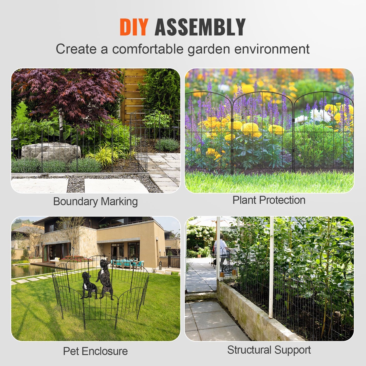 Garden Fence, No Dig Fence 61 x 33 cm Animal Barrier Fence, Underground Decorative Garden Fencing with 5.08 cm Spike Spacing, Metal Dog Fence for the Yard and Outdoor Patio, 10 Pack - Image 6