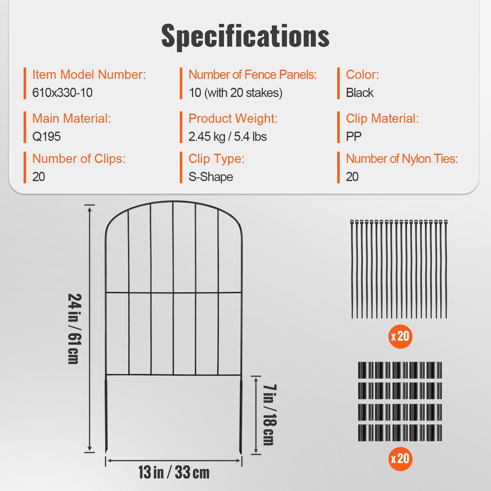 Garden Fence, No Dig Fence 61 x 33 cm Animal Barrier Fence, Underground Decorative Garden Fencing with 5.08 cm Spike Spacing, Metal Dog Fence for the Yard and Outdoor Patio, 10 Pack - Image 7