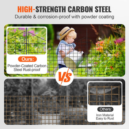 Garden Fence, 75×93 cm Animal Barrier Fence, Underground Decorative Garden Fencing with 6.38 cm Spike Spacing, Metal Dog Fence for the Yard and Outdoor Patio, 5 Pack - Image 4