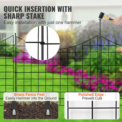 Garden Fence, 75×93 cm Animal Barrier Fence, Underground Decorative Garden Fencing with 6.38 cm Spike Spacing, Metal Dog Fence for the Yard and Outdoor Patio, 5 Pack - Image 5