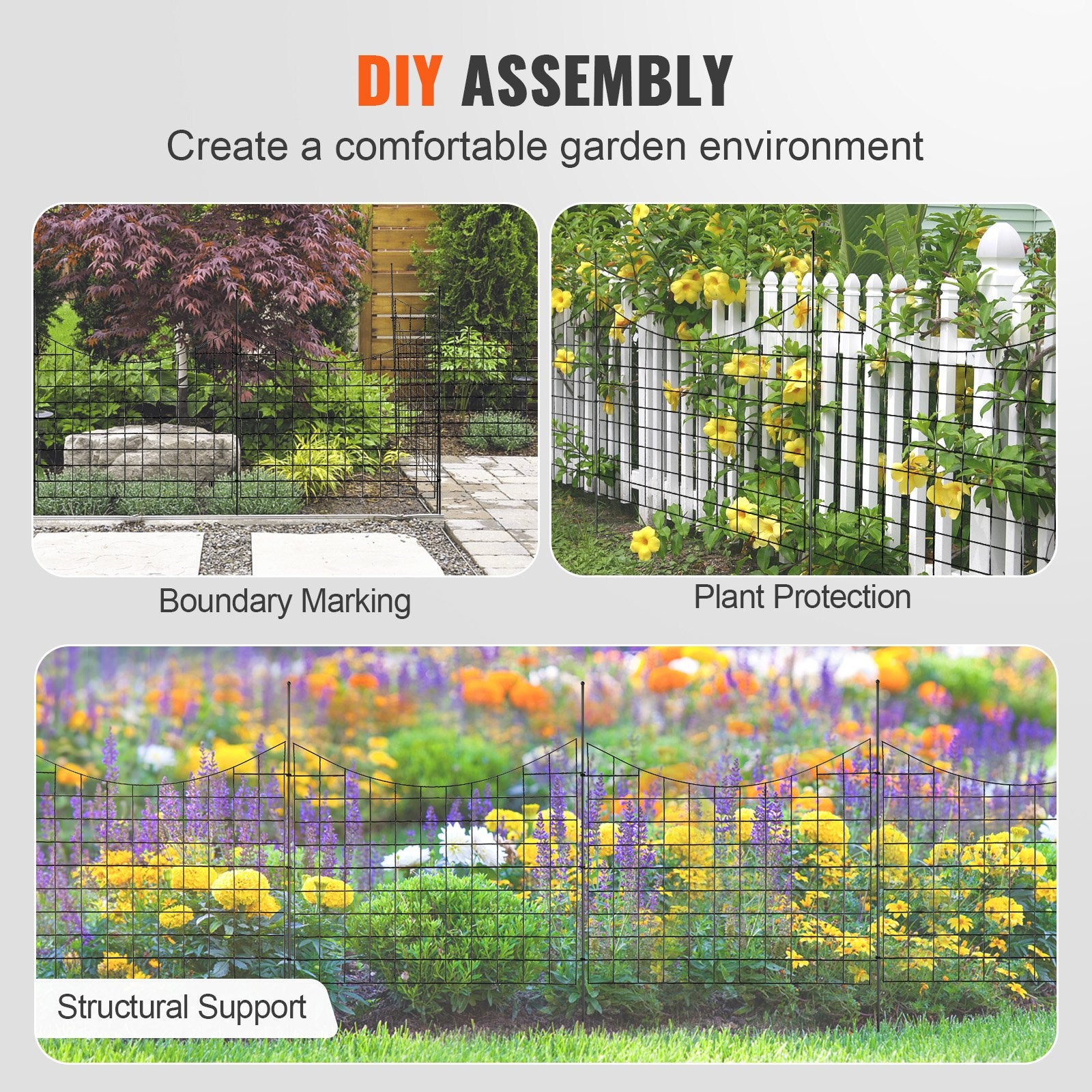 Garden Fence, 75×93 cm Animal Barrier Fence, Underground Decorative Garden Fencing with 6.38 cm Spike Spacing, Metal Dog Fence for the Yard and Outdoor Patio, 5 Pack - Image 6