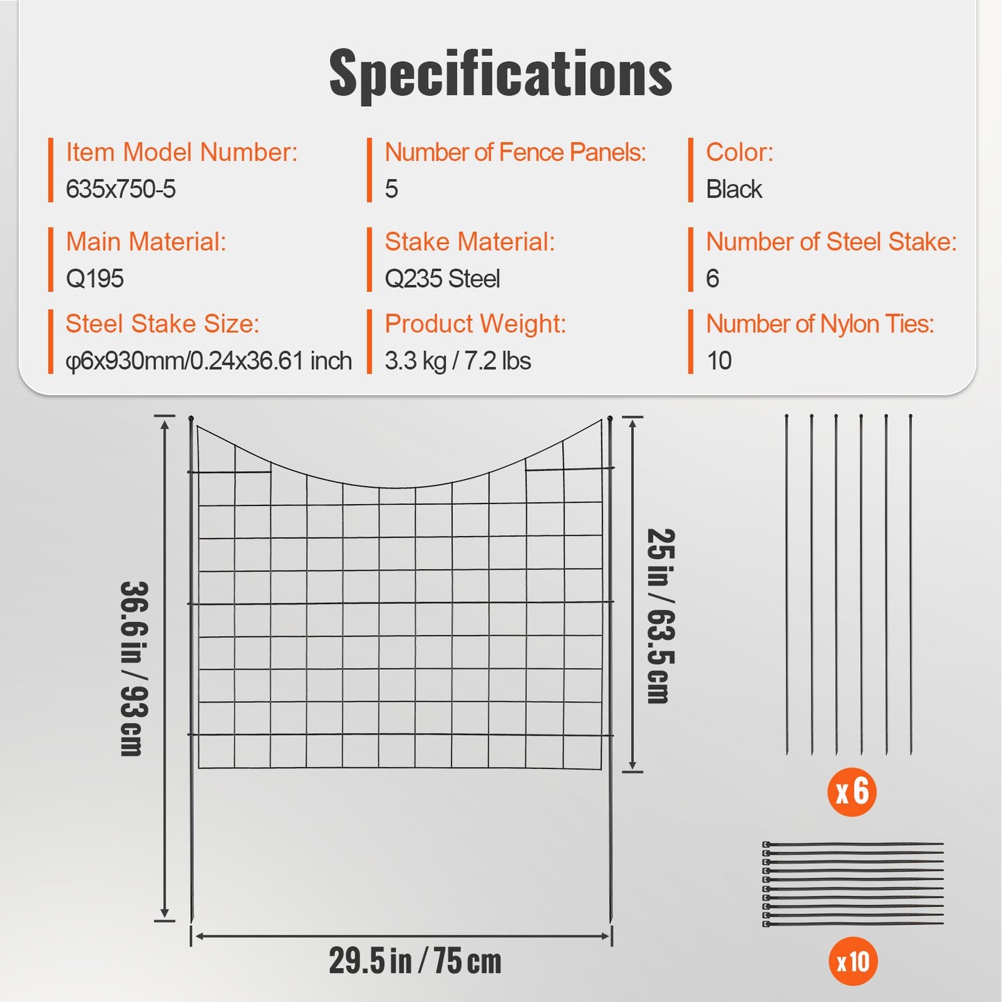Garden Fence, 75×93 cm Animal Barrier Fence, Underground Decorative Garden Fencing with 6.38 cm Spike Spacing, Metal Dog Fence for the Yard and Outdoor Patio, 5 Pack - Image 7