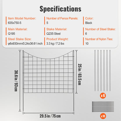 Garden Fence, 75×93 cm Animal Barrier Fence, Underground Decorative Garden Fencing with 6.38 cm Spike Spacing, Metal Dog Fence for the Yard and Outdoor Patio, 5 Pack - Image 7