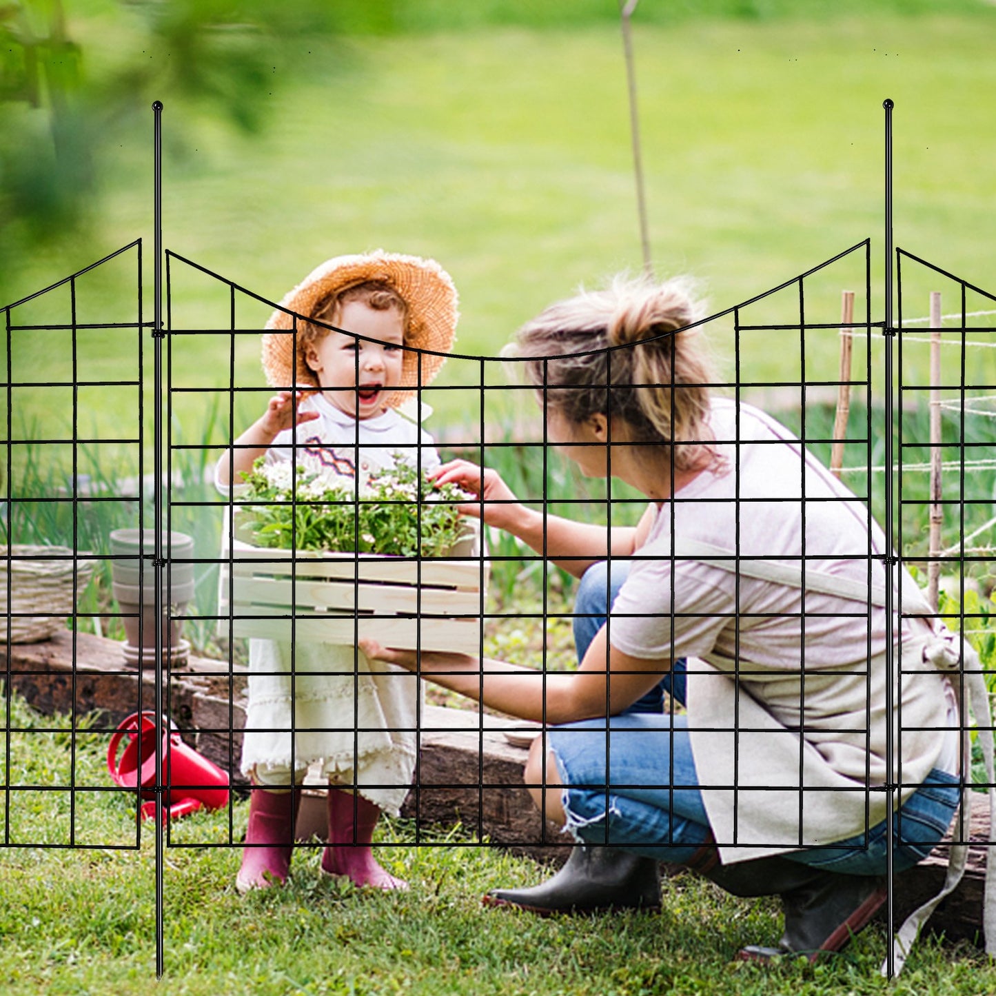 Garden Fence, 75×93 cm Animal Barrier Fence, Underground Decorative Garden Fencing with 6.38 cm Spike Spacing, Metal Dog Fence for the Yard and Outdoor Patio, 5 Pack - Image 8