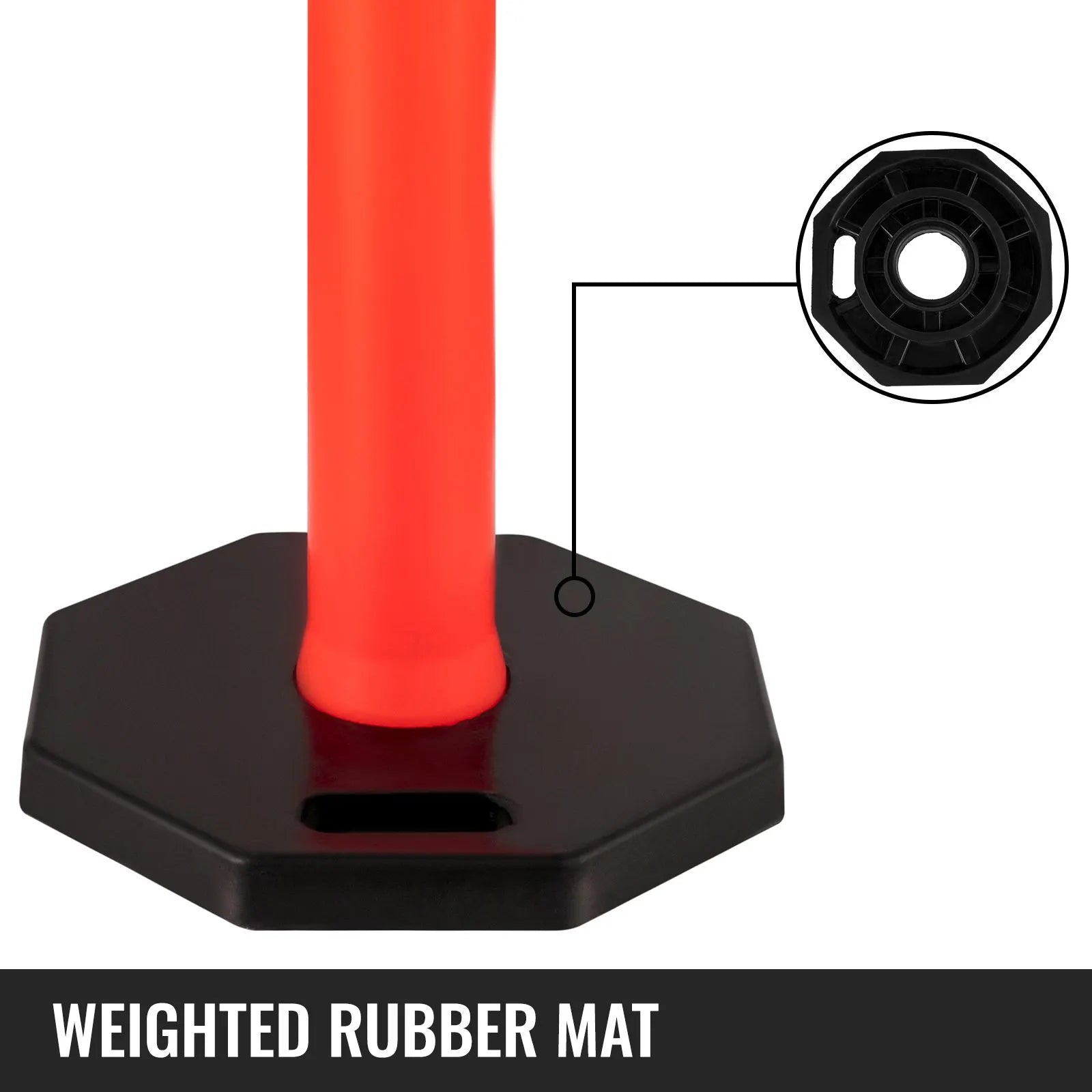 6Pack Traffic Delineator Posts 44 Inch Height, PE Delineator Cones Post Kit 10 inch Reflective Band, Delineators Post with Rubber Base 16 inch for Construction Sites, Facility Management etc. - Image 4