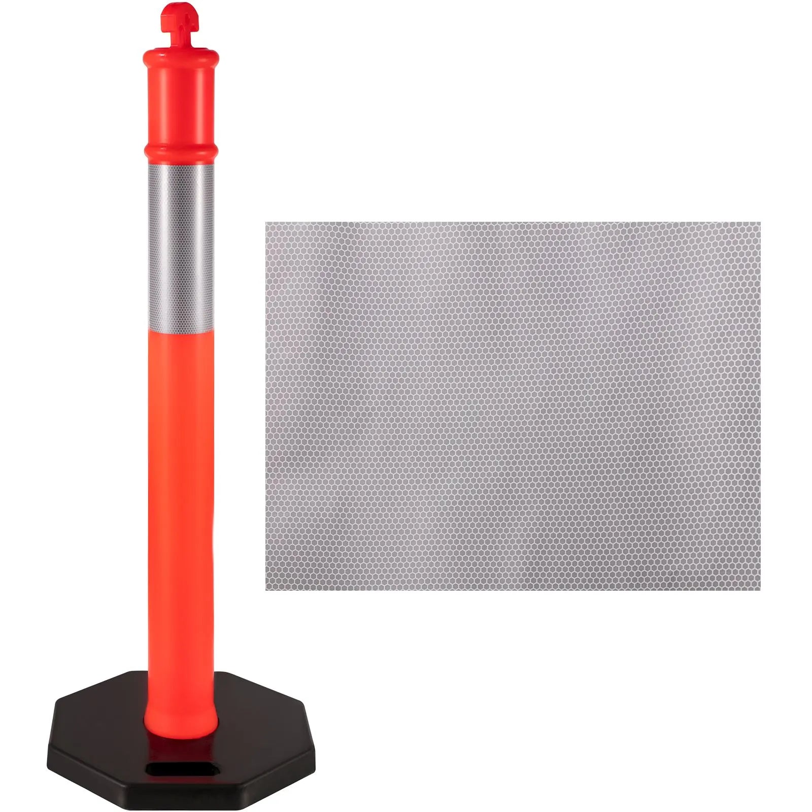 6Pack Traffic Delineator Posts 44 Inch Height, PE Delineator Cones Post Kit 10 inch Reflective Band, Delineators Post with Rubber Base 16 inch for Construction Sites, Facility Management etc. - Image 9