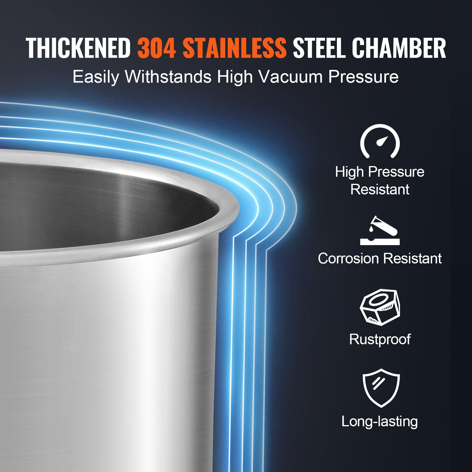 5 Gallon Vacuum Chamber, Upgraded Tempered Glass Lid Vacuum Degassing Chamber, 304 Stainless Steel Chamber, for Stabilizing Wood, Resin Degassing, Silicone Degassing and Plaster Degassing - Image 4