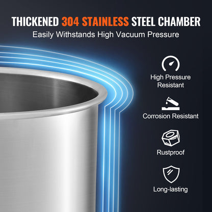 5 Gallon Vacuum Chamber, Upgraded Tempered Glass Lid Vacuum Degassing Chamber, 304 Stainless Steel Chamber, for Stabilizing Wood, Resin Degassing, Silicone Degassing and Plaster Degassing - Image 4