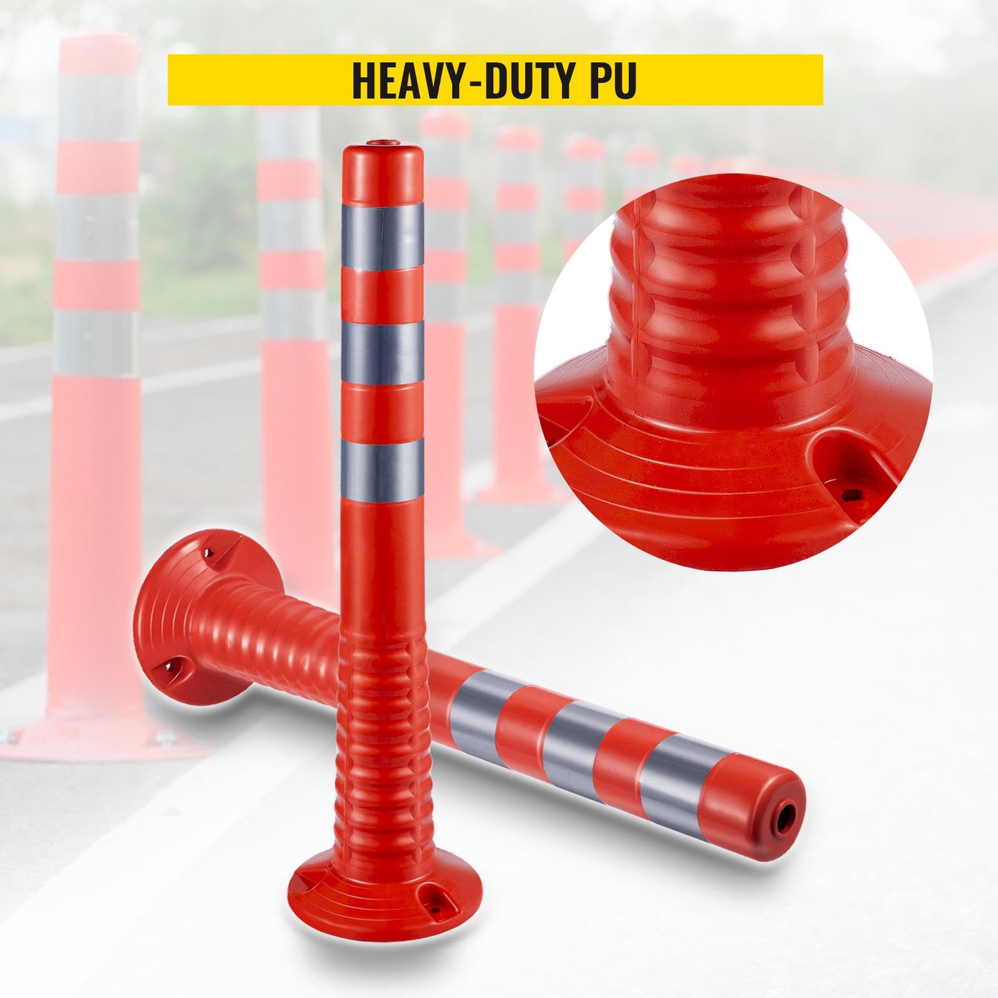 Traffic Delineator Posts Flexible Channelizer Cone 30" Spring Post 6PCS - Image 2