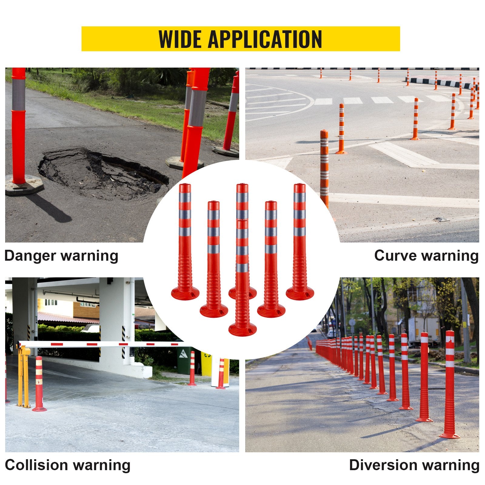 Traffic Delineator Posts Flexible Channelizer Cone 30" Spring Post 6PCS - Image 7