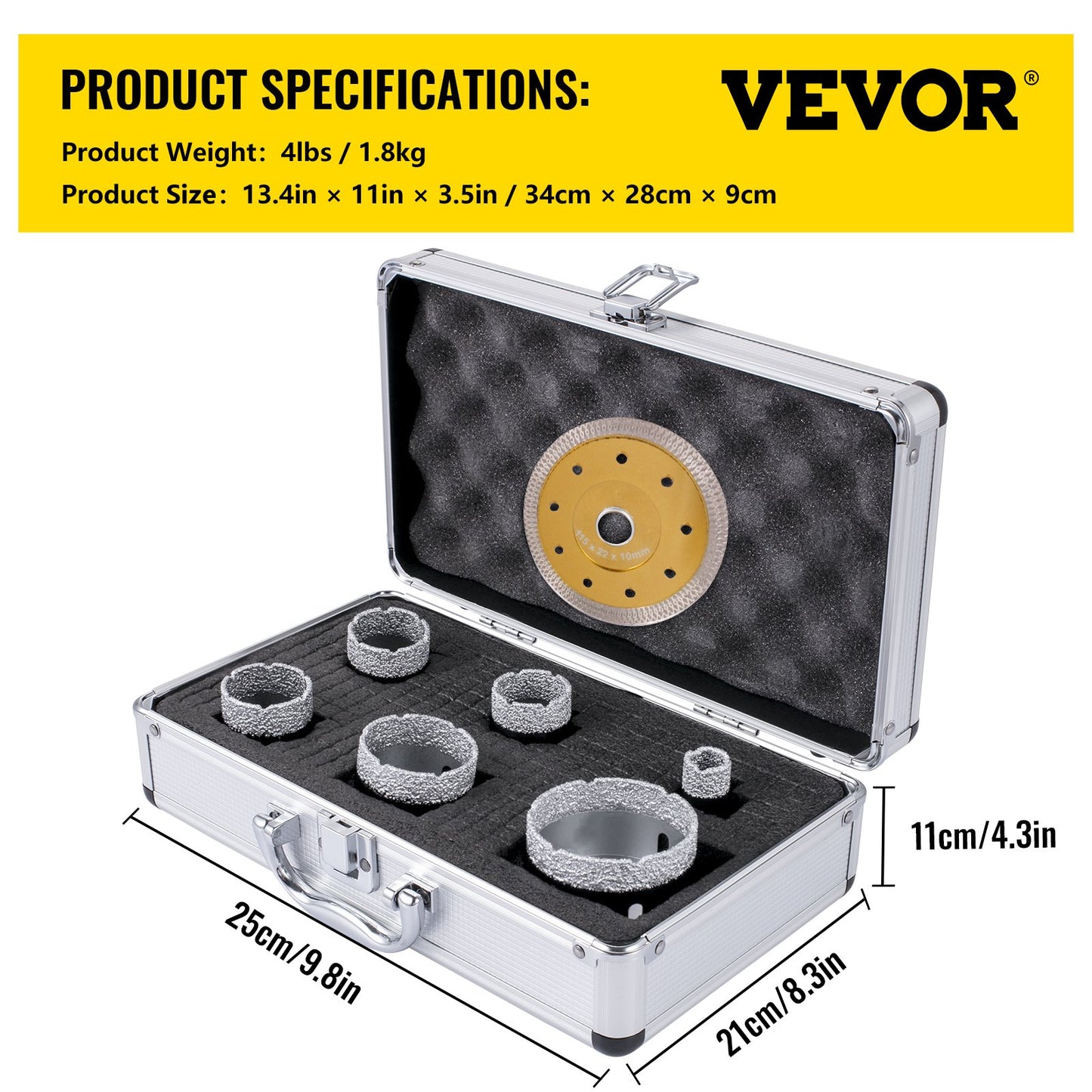 Diamond Drill Bits 6PCS Diamond Hole Saw 20/35/40/50/55/68mm Tile Hole Saw Kit Vacuum Brazed Diamond Drill Bit 0.59in/15mm Segment Tile Hole Saw w Storage Case for Tile Ceramic Porcelain Marble - Image 7