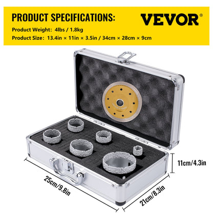 Diamond Drill Bits 6PCS Diamond Hole Saw 20/35/40/50/55/68mm Tile Hole Saw Kit Vacuum Brazed Diamond Drill Bit 0.59in/15mm Segment Tile Hole Saw w Storage Case for Tile Ceramic Porcelain Marble - Image 7