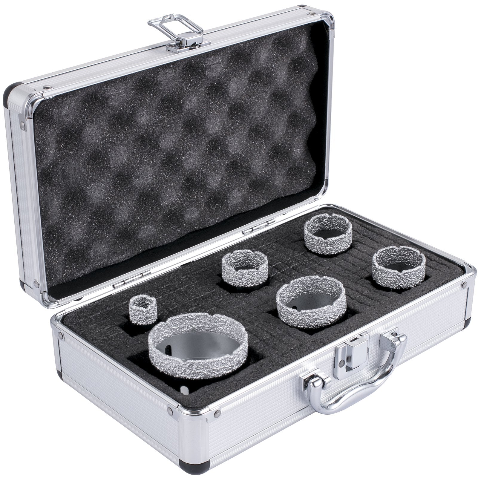 Diamond Drill Bits 6PCS Diamond Hole Saw 20/35/40/50/55/68mm Tile Hole Saw Kit Vacuum Brazed Diamond Drill Bit 0.59in/15mm Segment Tile Hole Saw w Storage Case for Tile Ceramic Porcelain Marble - Image 9