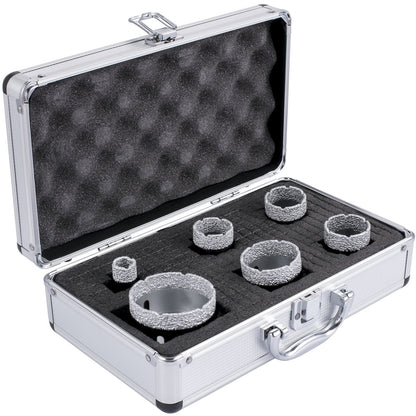 Diamond Drill Bits 6PCS Diamond Hole Saw 20/35/40/50/55/68mm Tile Hole Saw Kit Vacuum Brazed Diamond Drill Bit 0.59in/15mm Segment Tile Hole Saw w Storage Case for Tile Ceramic Porcelain Marble - Image 9