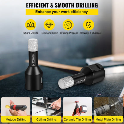 Diamond Drill Bits 7PCS Diamond Hole Saw 6/6/8/8/10/12/14mm Tile Hole Saw Kit Vacuum Brazed Diamond Drill Bit 0.59in/15mm Segment Tile Hole Saw w Storage Case for Tile Ceramic Porcelain Marble - Image 3