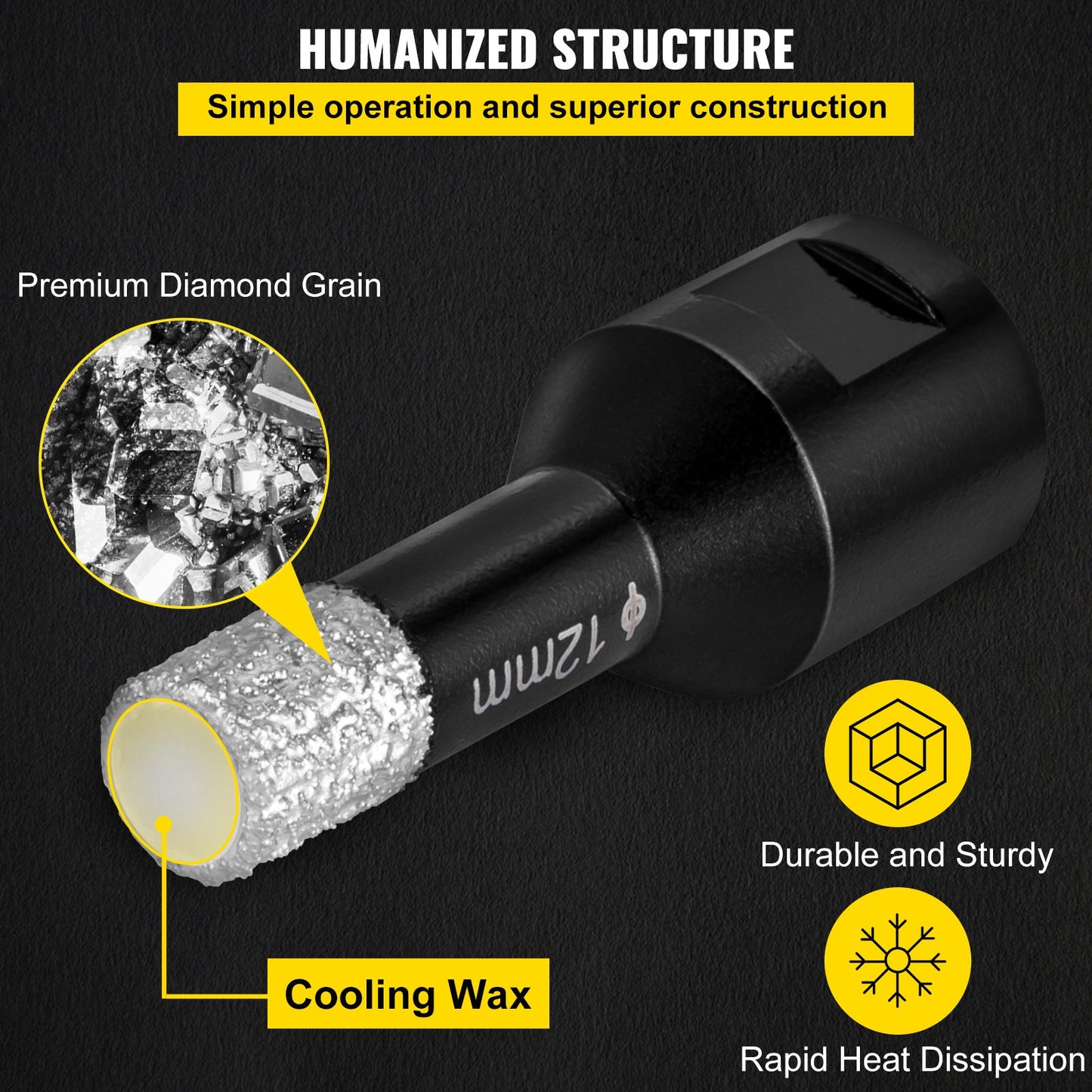 Diamond Drill Bits 7PCS Diamond Hole Saw 6/6/8/8/10/12/14mm Tile Hole Saw Kit Vacuum Brazed Diamond Drill Bit 0.59in/15mm Segment Tile Hole Saw w Storage Case for Tile Ceramic Porcelain Marble - Image 5