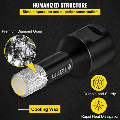 Diamond Drill Bits 7PCS Diamond Hole Saw 6/6/8/8/10/12/14mm Tile Hole Saw Kit Vacuum Brazed Diamond Drill Bit 0.59in/15mm Segment Tile Hole Saw w Storage Case for Tile Ceramic Porcelain Marble - Image 5