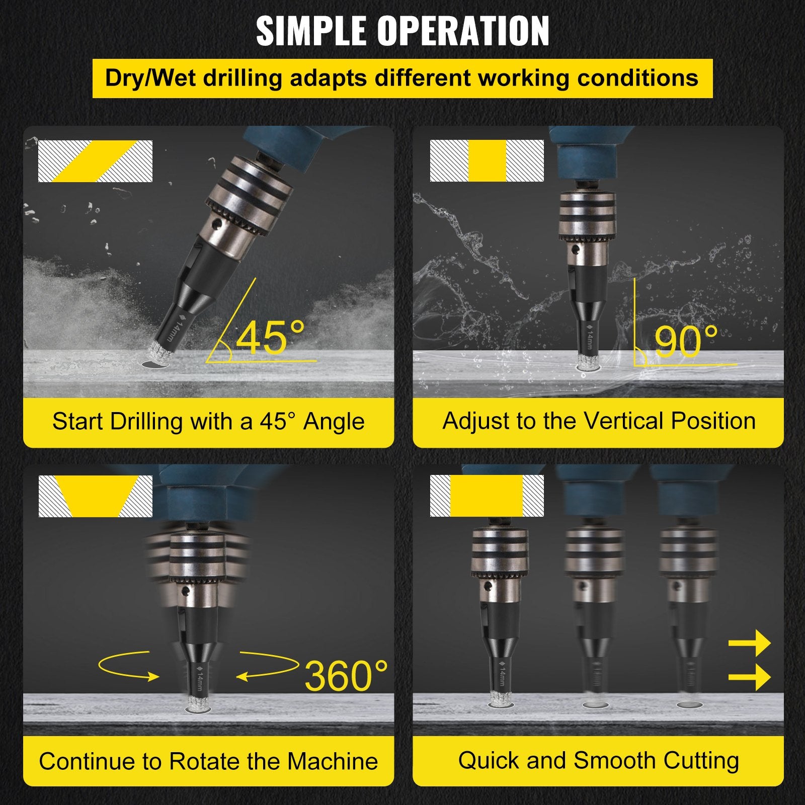 Diamond Drill Bits 7PCS Diamond Hole Saw 6/6/8/8/10/12/14mm Tile Hole Saw Kit Vacuum Brazed Diamond Drill Bit 0.59in/15mm Segment Tile Hole Saw w Storage Case for Tile Ceramic Porcelain Marble - Image 6