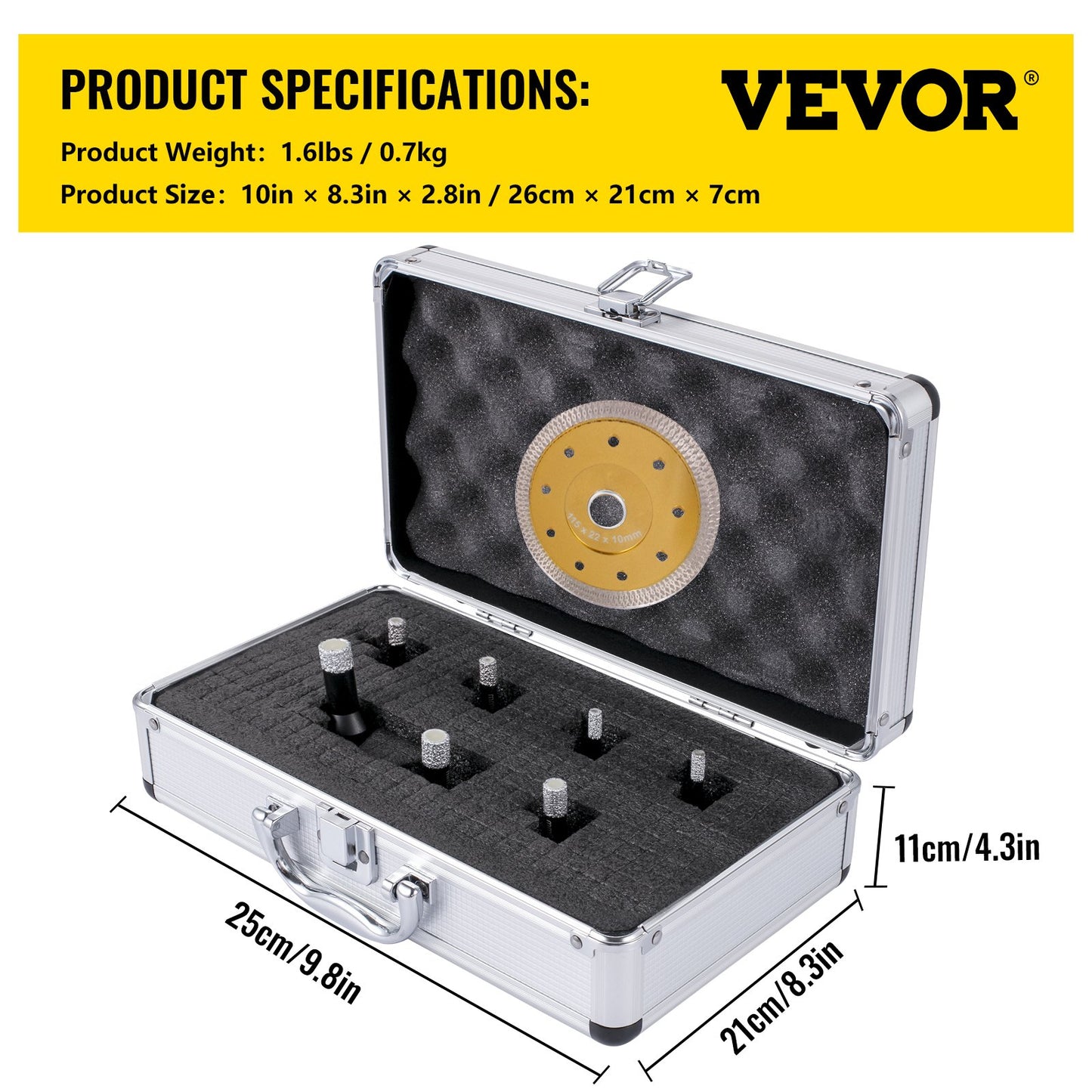 Diamond Drill Bits 7PCS Diamond Hole Saw 6/6/8/8/10/12/14mm Tile Hole Saw Kit Vacuum Brazed Diamond Drill Bit 0.59in/15mm Segment Tile Hole Saw w Storage Case for Tile Ceramic Porcelain Marble - Image 7