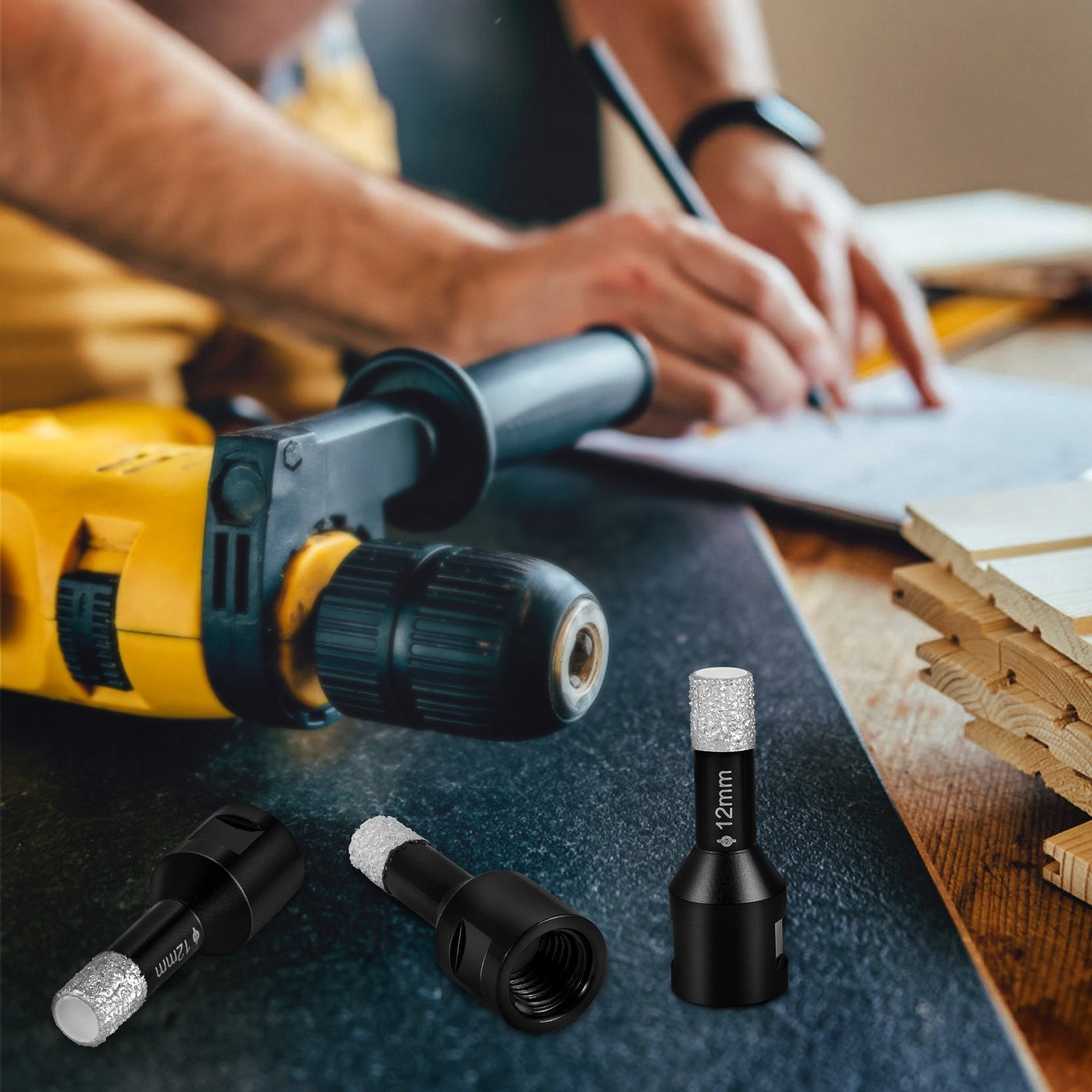 Diamond Drill Bits 7PCS Diamond Hole Saw 6/6/8/8/10/12/14mm Tile Hole Saw Kit Vacuum Brazed Diamond Drill Bit 0.59in/15mm Segment Tile Hole Saw w Storage Case for Tile Ceramic Porcelain Marble - Image 8