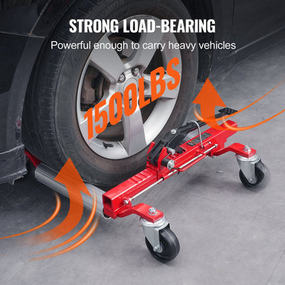 Wheel Dolly, Max Capacity 1500 Lbs Car Dolly, Car Jack Dolly Lifter with 360° Rotatable Wheels, Heavy Duty Vehicle Positioning Ratchet Tire Jack, for Vehicle Car Auto Repair Moving - Image 3