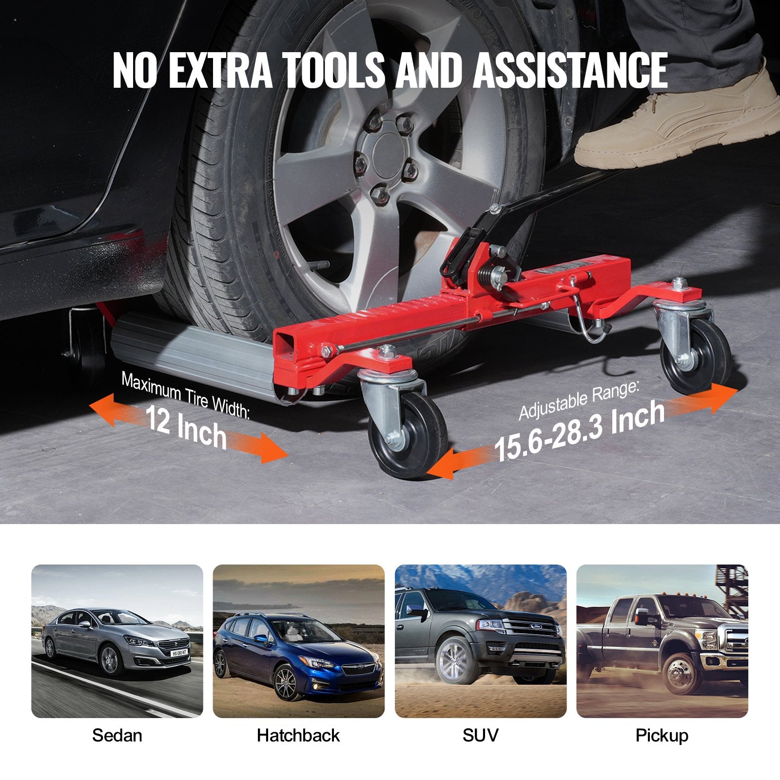 Wheel Dolly, Max Capacity 1500 Lbs Car Dolly, Car Jack Dolly Lifter with 360° Rotatable Wheels, Heavy Duty Vehicle Positioning Ratchet Tire Jack, for Vehicle Car Auto Repair Moving - Image 4