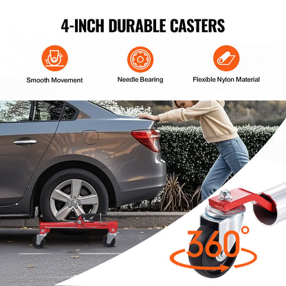 Wheel Dolly, Max Capacity 1500 Lbs Car Dolly, Car Jack Dolly Lifter with 360° Rotatable Wheels, Heavy Duty Vehicle Positioning Ratchet Tire Jack, for Vehicle Car Auto Repair Moving - Image 5