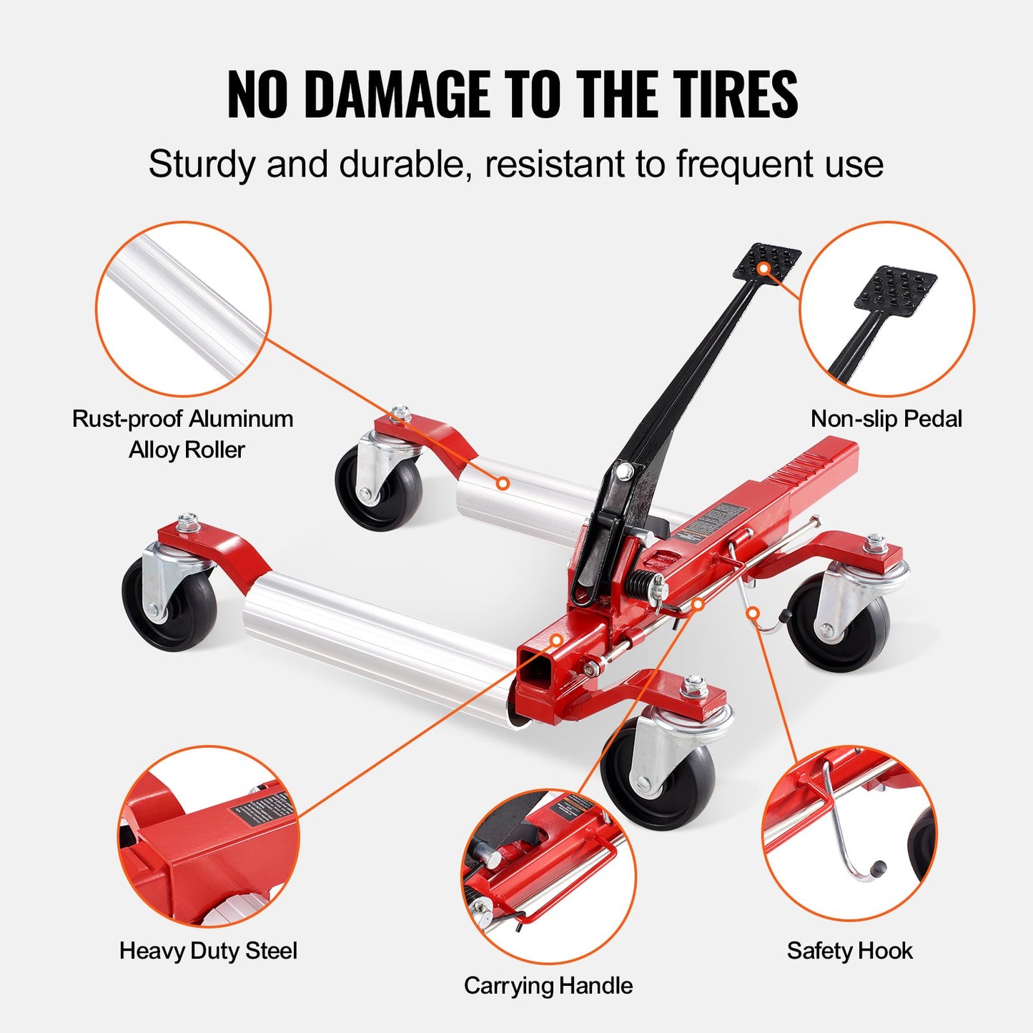 Wheel Dolly, Max Capacity 1500 Lbs Car Dolly, Car Jack Dolly Lifter with 360° Rotatable Wheels, Heavy Duty Vehicle Positioning Ratchet Tire Jack, for Vehicle Car Auto Repair Moving - Image 6