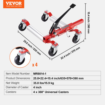 Wheel Dolly, Max Capacity 1500 Lbs Car Dolly, Car Jack Dolly Lifter with 360° Rotatable Wheels, Heavy Duty Vehicle Positioning Ratchet Tire Jack, for Vehicle Car Auto Repair Moving - Image 7