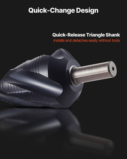 Step Drill Bit, 4.76 to 34.93 mm, 9.53 mm Triangular Shank, TiAlN Coating Cobalt High Speed Steel, Four Spiral Flute Step Bit for Metal, Stainless Steel, Aluminum, Wood, Plastic, Fiberglass - Image 5