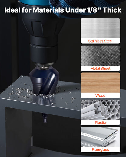 Step Drill Bit, 4.76 to 34.93 mm, 9.53 mm Triangular Shank, TiAlN Coating Cobalt High Speed Steel, Four Spiral Flute Step Bit for Metal, Stainless Steel, Aluminum, Wood, Plastic, Fiberglass - Image 6
