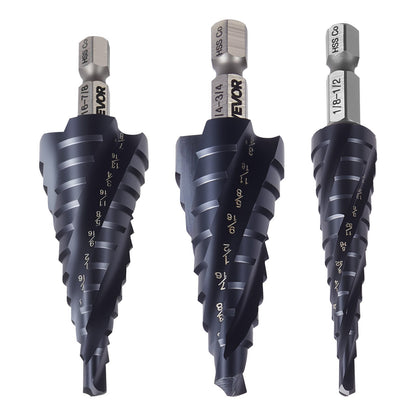 Step Drill Bit Set, 3.2 - 22.2 mm, 3 Pieces Step Drill Bits, 6.35 mm Hex Shank, TiAlN Coating Cobalt HSS High Speed Steel, for Metal, Stainless Steel, Aluminum, Wood, Plastic, Fiberglass - Image 9