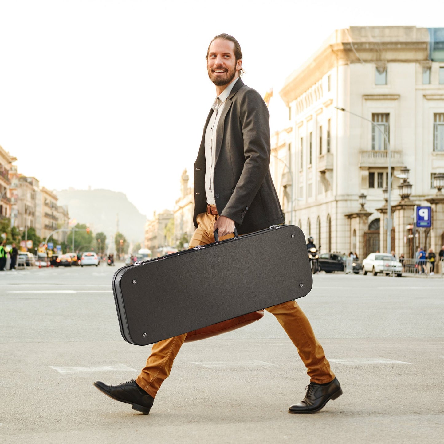 Electric Guitar Hard Case, 1095 mm Rectangular Guitar Hard Case, With Lock Latch Keys Handle, PVC Padding Soft Lining Water-Resistant Hard Shell Guitar Cases, for 990 mm Electric Guitars, Black - Image 8