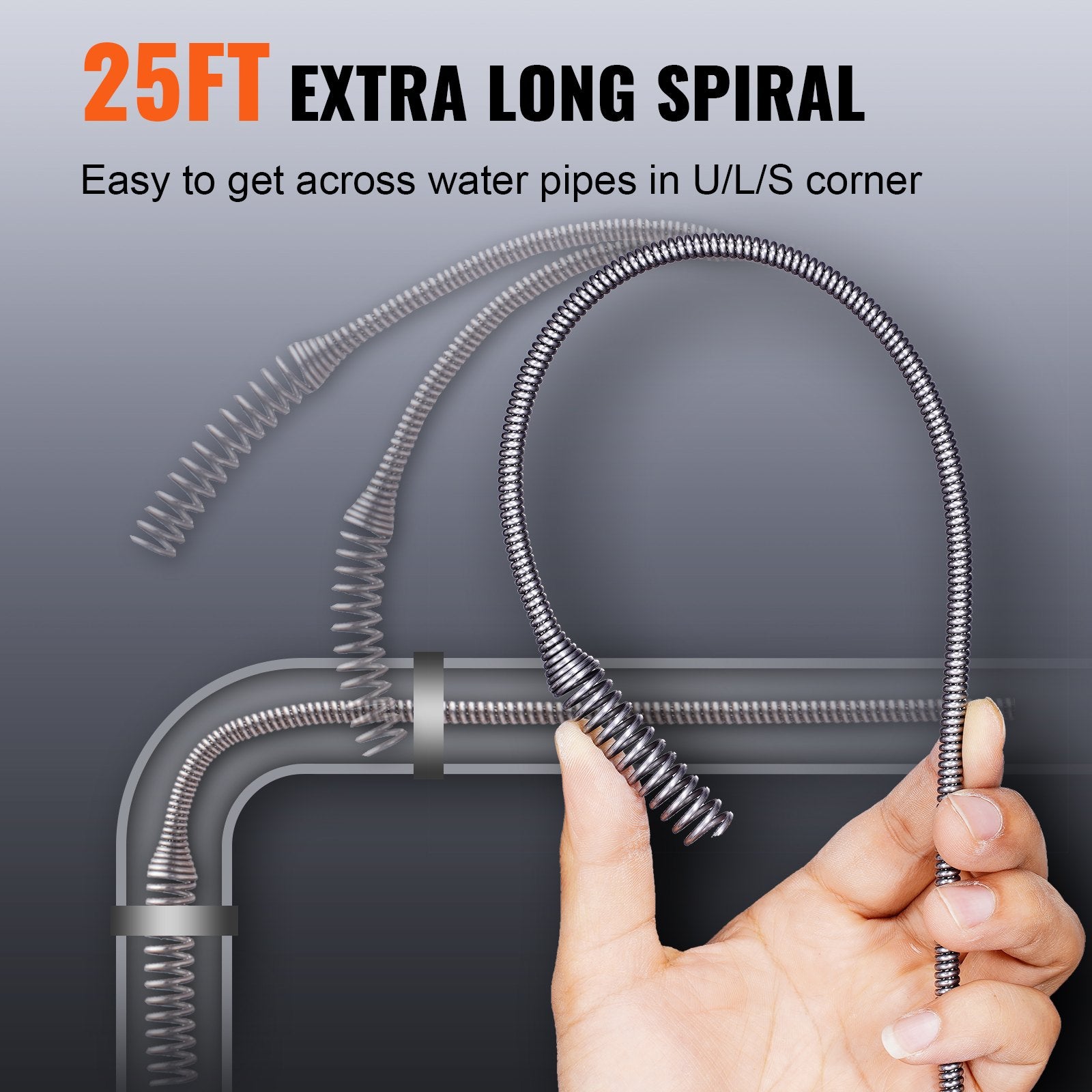 Drain Auger 25ft 1/4in Drum Plumbing Drain Snake Clog Remover Manual-feed - Image 3