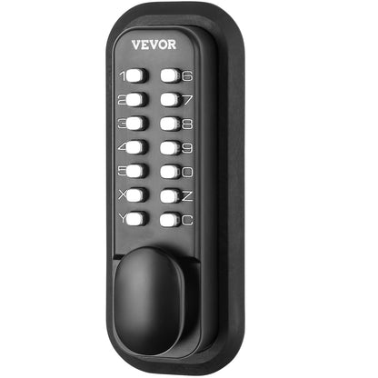 Mechanical Keyless Entry Door Lock, 14 Digit Keypad, Water-proof Zinc Alloy, Outdoor Gate Door Locks Set with Surface-mounted Latch, Keypad and Knob, Easy to Install, for Garden, Garage, Yard