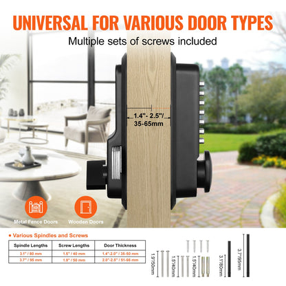 Mechanical Keyless Entry Door Lock, 14 Digit Keypad, Water-proof Zinc Alloy, Outdoor Gate Door Locks Set with Surface-mounted Latch, Keypad and Knob, Easy to Install, for Garden, Garage, Yard - Image 3