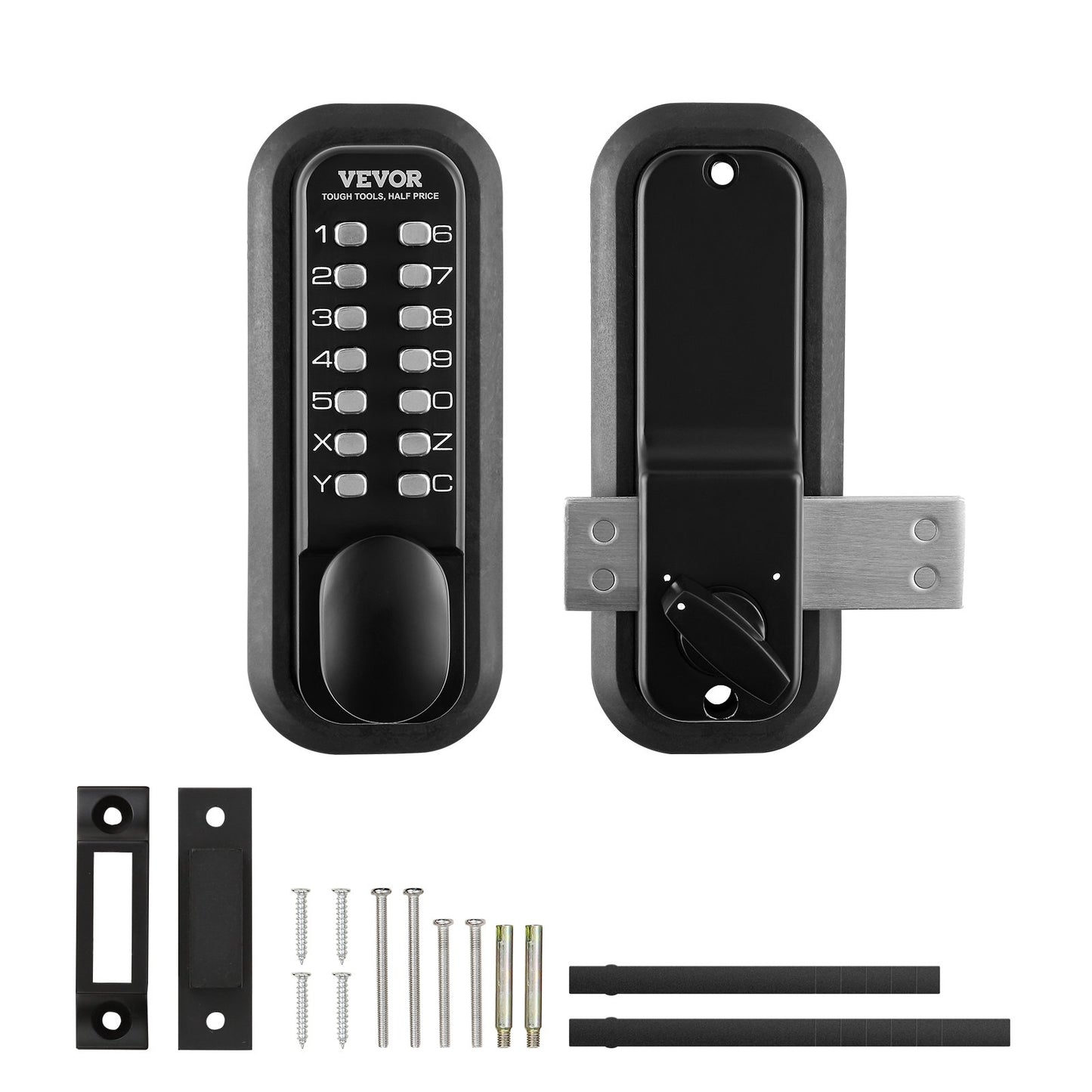 Mechanical Keyless Entry Door Lock, 14 Digit Keypad, Water-proof Zinc Alloy, Outdoor Gate Door Locks Set with Surface-mounted Latch, Keypad and Knob, Easy to Install, for Garden, Garage, Yard - Image 9