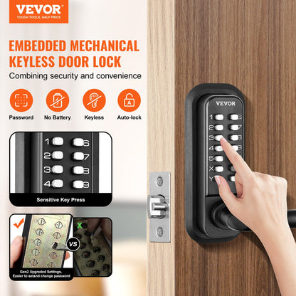 Mechanical Keyless Entry Door Lock 14 Digit Keypad and Handle Embedded - Image 2