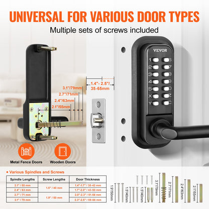 Mechanical Keyless Entry Door Lock 14 Digit Keypad and Handle Embedded - Image 3