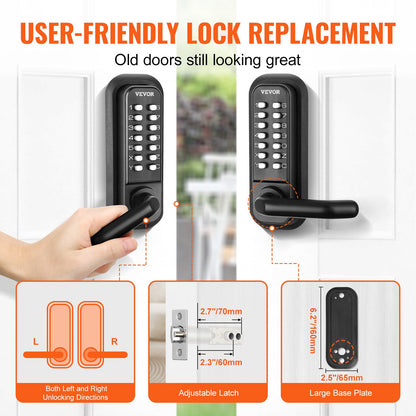 Mechanical Keyless Entry Door Lock 14 Digit Keypad and Handle Embedded - Image 4