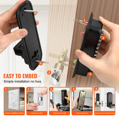 Mechanical Keyless Entry Door Lock 14 Digit Keypad and Handle Embedded - Image 5