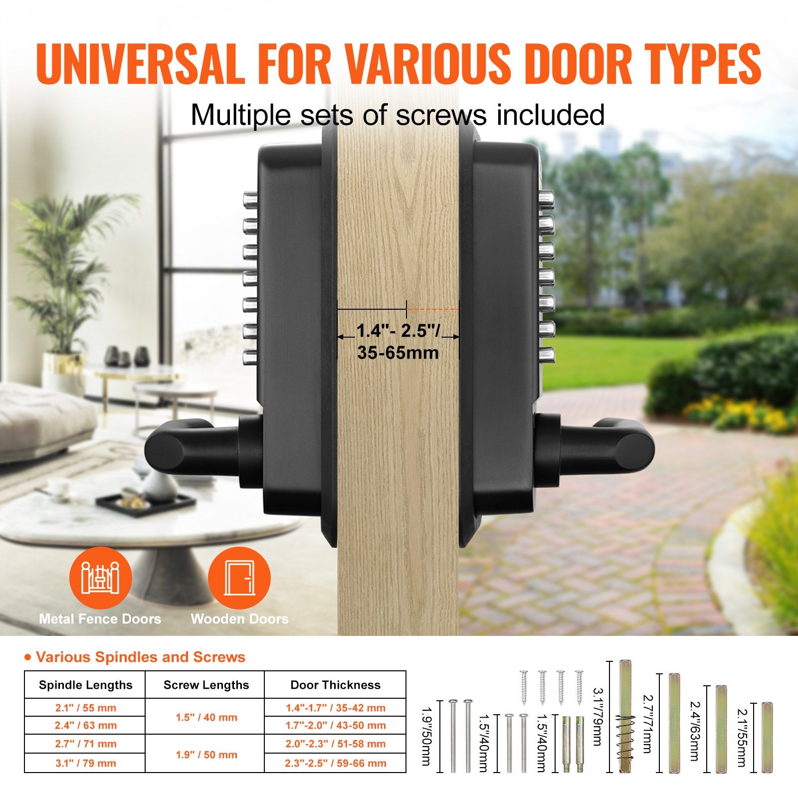 Mechanical Keyless Entry Door Lock, 14 Digit Keypad, Water-proof Zinc Alloy, Double-sided Embedded Outdoor Gate Door Locks Set with Keypad and Handle, Easy to Install, for Garden, Garage, Yard - Image 4