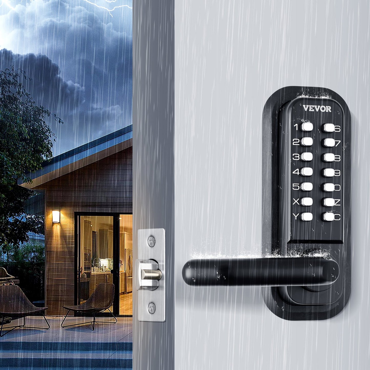 Mechanical Keyless Entry Door Lock, 14 Digit Keypad, Water-proof Zinc Alloy, Double-sided Embedded Outdoor Gate Door Locks Set with Keypad and Handle, Easy to Install, for Garden, Garage, Yard - Image 8